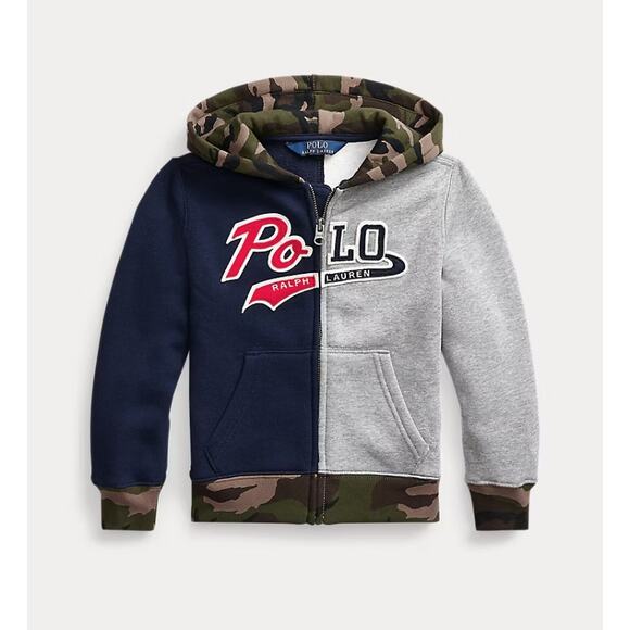 Polo Ralph Lauren Colorblock Hoodie Sweater in Gray/Navy/Camo Size Kids L 14/16 - Picture 10 of 11